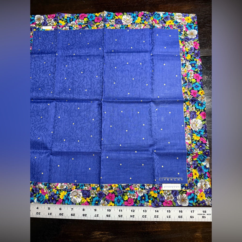 Givenchy Floral Hankerchief Scarf with Blue Center - Picture 8 of 8